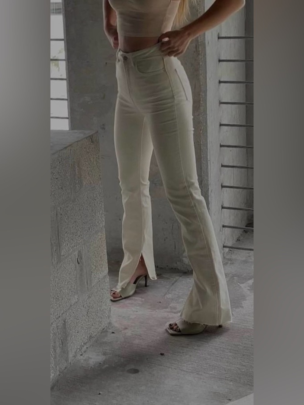 Zara z1975 split leg high waist denim